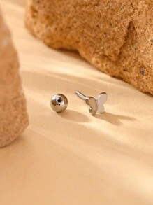 1pc Stainless Steel Single Layer Butterfly Chain Minimalist Style Small Dainty Ear Cuff Earrings, Suitable For Women Daily Wear - Silver - View 4