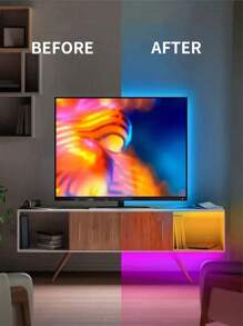 1 Roll RGB LED Strip Lights, USB Powered Plug And Play, Self-Adhesive Easy Installation, No Remote Control Needed, Color And Mode Switching Via Button On Data Cable, Suitable For Desk, TV, Computer Backgrounds, Holiday Parties, Home Decor, Multi-Purpose Ambient Lighting Strips, Recommended 1M To 5M Freely Cuttable To Fit Different Scenarios, Create A Colorful And Cozy Personalized Lighting Space! - USB-three-button Controller - View 6