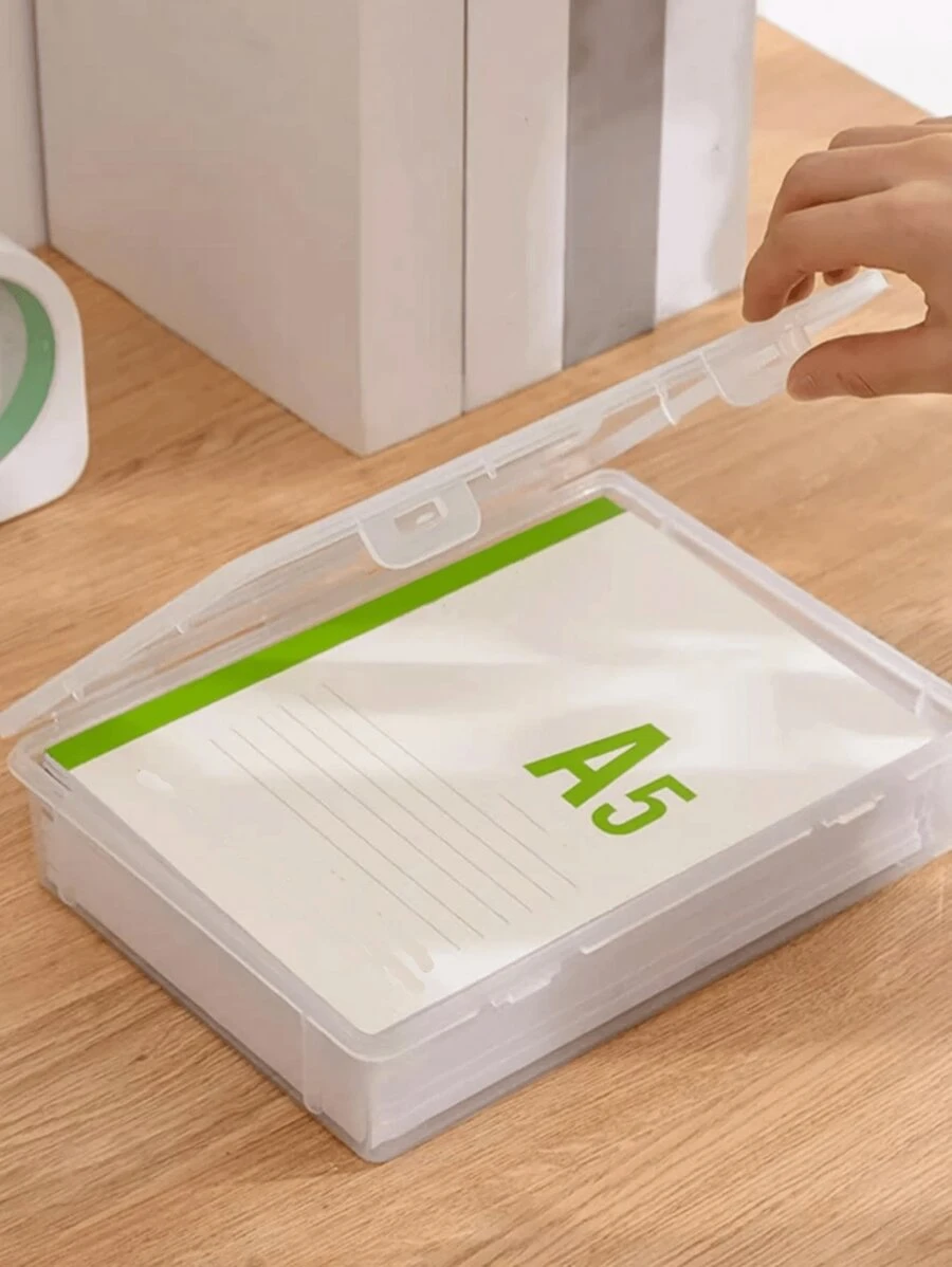 1入組清晰文具收納盒，極簡主義PP桌面置物架，適用辦公室、學校 - 無色 - 查看 1