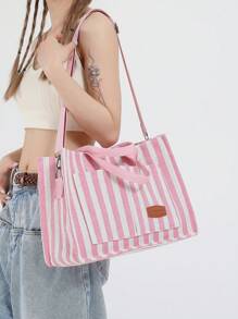 Versatile Vertical Stripes Hobo Shoulder Bag For Women Purse And Handbag, Large Capacity Multi-Pocket Canvas Shoulder Commuter Bag Handbags, Lightweight Casual Tote Shoulder Messenger Bag, Students School Laptop Bags Minimalist Sport Backpack With Multi Compartments & Multi Pockets, School Tote Bag, School Bookbag, Back To School Bags, Portable, Cute, Suitable For Teen Girls Women College Students, Perfect For Back To School, First Day Of School, College