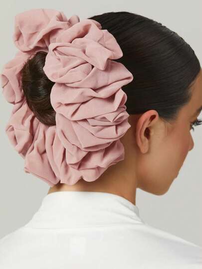 1pc Chiffon Hijabs Inner Scrunchy, Solid Color Women Brooch