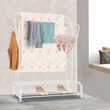 Heavy Duty Double Clothes Rail Hanging Rack Garment Display Stand Storage Shelf - White - View 1