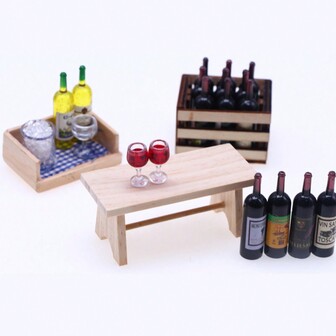 1 件微型木制咖啡桌，适用于娃娃屋、户外露营场景摄影道具、家具模型装饰