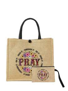 Túi xách nhỏ có nút bấm màu đen họa tiết da báo tối giản cổ điển có dây rút, hoàn hảo cho du lịch và nghỉ dưỡng, món quà tuyệt vời nhất để thể hiện đức tin, túi mua sắm trang trí nút bấm có quai xách đôi, túi xách, có thể tái sử dụng, thích hợp cho đám cưới - Màu Khaki - Xem 13