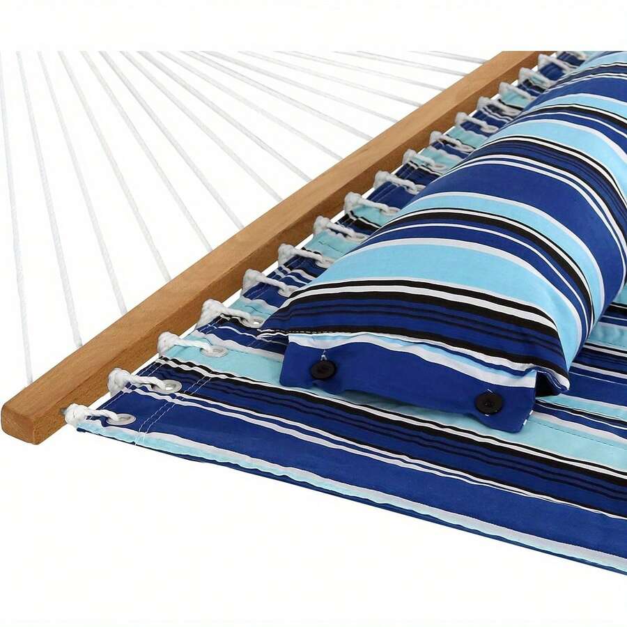 Outdoor Quilted Fabric Hammock TwoPerson With Spreader Bars Heavy