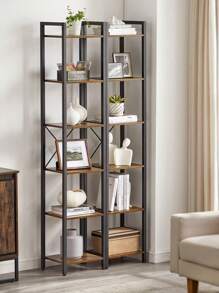 VASAGLE 6-Tier Bookshelf, Bookcase, Shelving Unit, For Office, Study, Living Room, Bedroom, 30 X 40 X 187.5 Cm, Industrial, Rustic Brown And Ink Black - Coffee Brown - View 4