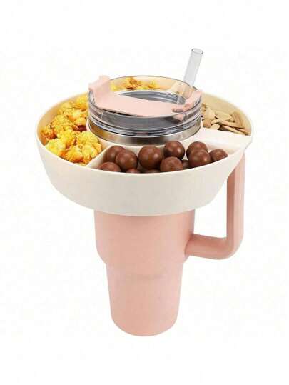 Water Bottle & Cup Accessories: Snack Plate For Shower, 1 Reusable Flat Cup Holder Food Tray, Easy Assembly And Convenient For Storing Snacks While Bathing