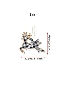 1pc Christmas Burlap Tree Ornaments Hanging Decorations Buffalo Check Plaid Stitching Hanging Ornament Deer Snowman Snowflake Star Shaped Hanging Decor For Holiday Party Decorations,Christmas