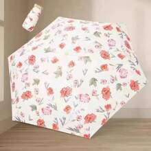 Mini UV Protection Umbrella, 6 Ribs, Gold-Coated Fabric, Lightweight, Compact Pocket Umbrella, Gift Umbrella For Ladies Boy Valentine Heart Valentine Summer Cooling,Beach,Travel