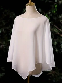 1pc Women's Plain Thin Shawl Poncho Cape, Sun Protection, Breathable, For Dress Outfit