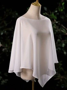 1pc Women's Plain Thin Shawl Poncho Cape, Sun Protection, Breathable, For Dress Outfit