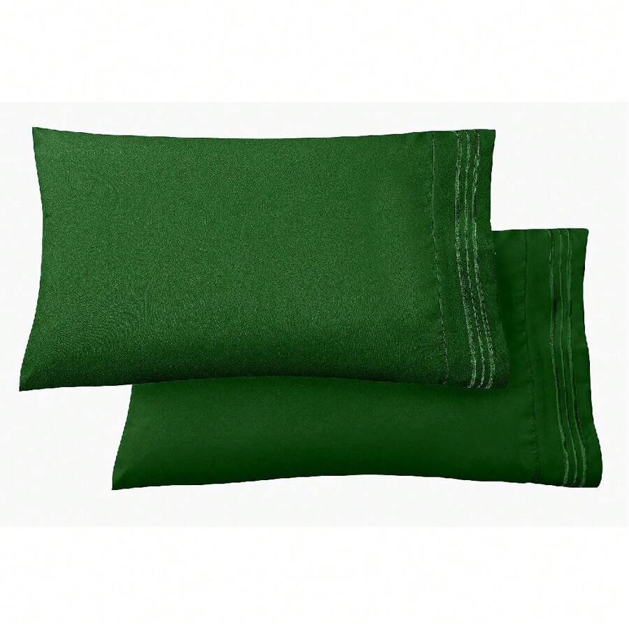 Mocassi 1500 Series 2-Piece 3 Line Pillowcase  Set - 獵人綠 - 查看 1