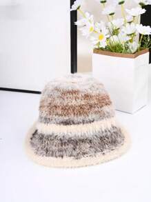 1pc Women's Fashionable Warm Bucket Hat, Fleece Hat, Suitable For Autumn/Winter Outings, Dates And Other Occasions