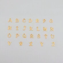 1 件新款经典无限符号首字母金色不锈钢串珠链手链女式 - 金黃色 - 查看 4