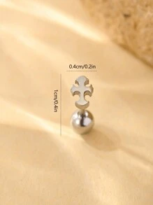 1 Chữ Thập Bằng Thép Không Gỉ Hình Chữ Thập Tối Giản Thời Trang Nhỏ Bông Tai Nữ Đeo Hàng Ngày - Bạc - Xem 5