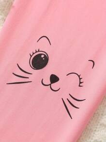 3 件套 Tween Girls 休闲纯色、猫咪和爱心印花紧身裤组合