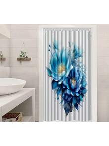 1 tấm rèm tắm họa tiết hoa màu xanh, nhẹ và thanh lịch với móc nhựa, rèm tắm họa tiết, bộ trang trí phòng tắm chống nước, vải, rèm tắm phòng tắm chống nước nhiều màu sắc và duyên dáng, phụ kiện phòng tắm, đồ trang trí nhà cửa - nhiều màu - Xem 6