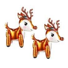 2 Peças Balões de Alumínio em Forma de Rena Estéreo 4D, Decoração de Natal