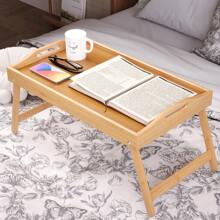 1 Pc Bamboo Bed Breakfast Tray, Bed Trays For Eating With Folding Legs Laptop Desk Snack Tray - Multicolor - View 6