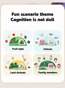 1pc Tear-Resistant Baby's Interactive Cloth Book With Matching Pictures And Reusable Stickers, Early Learning Educational Toy, Cute Design, Washable (Colors Randomly Picked) - Multicolor - View 11