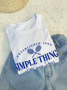 Women's T-Shirt Blouse Short Sleeve 100% Cotton With Print - 白色 - 查看 4