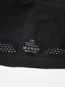 2pcs Seamless Plus Size Women Underwear, Wire-Free Adjustable Shoulder Strap, Comfy Hollow Mesh Front Button Decorated Bralette