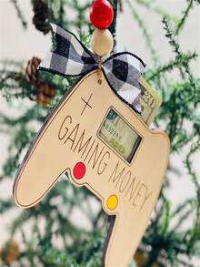 1pc Wooden Personalized Christmas Coin Pendant, With Gift Car, Game Console, Elk, Christmas Tree, And Gift Box Design - Classic Wooden Coin Clip Tree Decoration, Suitable For Holiday Gifts, No Electricity Or Feathers Required,Christmas - Multicolor - View 8