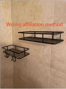 1 chiếc kệ góc phòng tắm chống gỉ có móc, kệ đựng đồ phòng tắm gắn tường, giá để đồ phòng tắm, kệ treo tường, phụ kiện phòng tắm - Nhiều màu - Xem 9