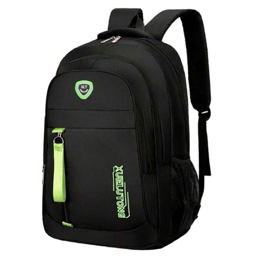 Mochila de hombre resistente. Difetentes colores. Tres compartimentos. Cierre doble, cintas acolchonadas y cintas ajustables. - Verde - Ver 1
