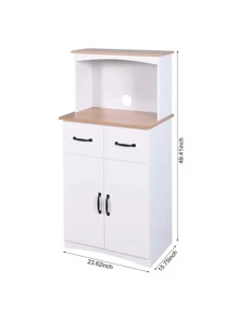 Wooden Kitchen Cabinet White Pantry Storage Microwave Cabinet,With Storage Drawer,Made Of Premium Mdf Board,Sturdy And Safety,Ample Storage Space,White.,Victory Store