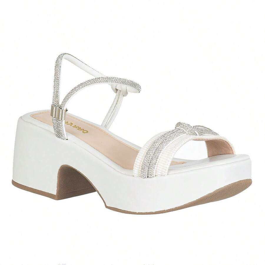 Women's Wedge Sandals With Comfortable Rhinestone Platform - 白色 - 查看 1
