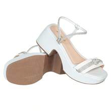 Women's Wedge Sandals With Comfortable Rhinestone Platform - 白色 - 查看 3