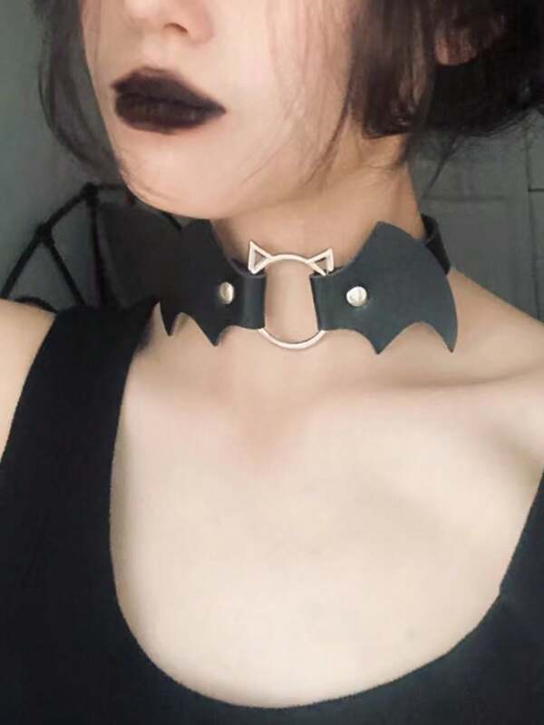 1Pc Fashion Anime Exhibition Cosplay Choker Sweet Heart Cool Necklaces For Women Harajuku Gothic Halloween Leather Jewelry