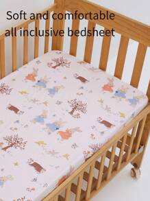 2 件柔软舒适的婴儿床床单，合身，可爱的动物图案，透气且柔软，完美的婴儿洗礼、万圣节、新年礼物，爱情情人节 - 2條裝卡通床單 - 查看 5