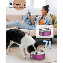 Dog Lover And Dog Mom Love Water Fountain For Large Dog Lover And Dog Mom Loves, 7L/236oz/1.8Gal Stainless Steel Cat/Dog Lover Gift And Dog/Cat Mom Love Pet Water Dispenser, Automatic Filtered Dog Lover And Dog Mom Love Water Bowl With Deeper Drinking Area, Ultra-Quiet Pump, Multi-Filtration (Pink)