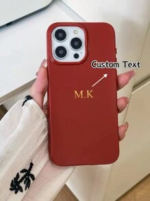 1 Ốp lưng điện thoại màu kẹo dẻo bóng tùy chỉnh, tên chữ cái cá nhân hóa, ốp lưng bảo vệ điện thoại cặp đôi tối giản - Màu be - Xem 8