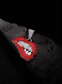 1pc European And American Men's Alloy Full Diamond Red Lips Pendant Necklace, Sexy Big Red Lips Jewelry Chain For Festival Parties - Sexy Lips Pendant Necklace - View 19