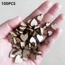 Pack Of 100 Wooden Hearts, 12 Mm Wooden Hearts, Wooden Hearts For Labeling, Wooden Hearts, Small Decoration, Wedding Decoration, Confetti Decoration For Birthday, DIY, Craft, Table,Christmas