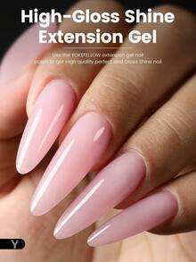 YOKEFELLOW 15g 聚氨酯指甲延长凝胶，果冻粉色四季凝胶颜色，用于指甲强化剂，快速增强指甲，适用于专业美甲师和初学者在家美甲沙龙，送给朋友家人的节日礼物 - 粉色 - 查看 2