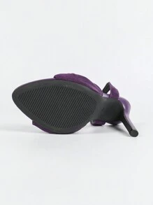 CHICVUE Sandales à talons hauts à bout rond avec sangle cheville torsadée sexy violette pour femmes, et élégantes pour les fêtes et occasions formelles, cadeaux de Noël