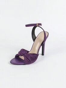 CHICVUE Sandales à talons hauts à bout rond avec sangle cheville torsadée sexy violette pour femmes, et élégantes pour les fêtes et occasions formelles, cadeaux de Noël
