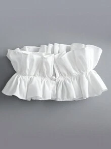 1pc Women's Decorative Detachable Ruffled Faux Collar Valentines - Black - View 3