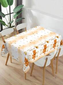 1 pièce Nappe jetable 130*220cm avec motif d'ours mignon, convient pour une fête de révélation du , une fête de baptême, un anniversaire, une baby shower, une fête de famille, décoration de table de salle à manger, chemin de table/nappe - Multicolore - Voir 4