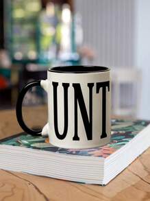 1PC Letters UNT Coffee Cup Breakfast Cup Minimalist Milk Cup Couple Cup - Black and White - View 5