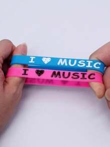 4 bucăți combinație multicoloră "I Love Music" brățară din silicon rezistentă la apă și durabilă