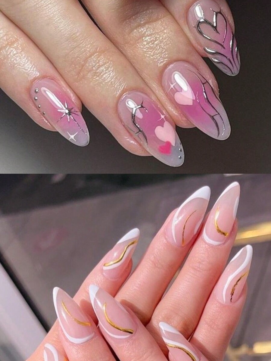 4 Bottles Of Single Bottle 8 Ml Black White Gold Silver Metal Wire Pull