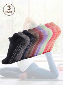 3 pares de calcetines de yoga para mujer, transpirables y antideslizantes con agarre, para gimnasio