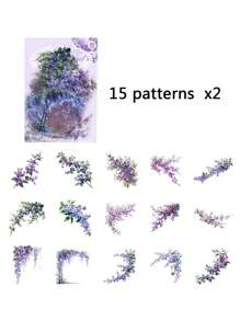 30 张/包复古植物枝花贴纸适用于垃圾日记本 DIY 剪贴簿拼贴相册创意文具工艺贴纸