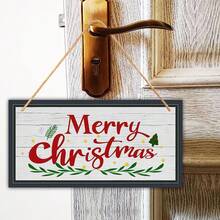 1 đồ trang trí treo biển báo Giáng sinh đơn giản, đồ trang trí Giáng sinh bằng gỗ có dây thừng, thích hợp cho trang trí nhà cửa, cửa sổ, tường, trang trại trong nhà - Nhiều màu - Xem 6