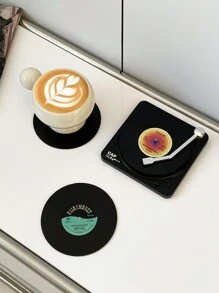6pcs Set - Vintage Vinyl Record Coasters With Holder - Premium Non-Slip, Heat-Resistant Cup Mats For Stylish Home Decor & Drinkware Protection - Multicolor - View 9